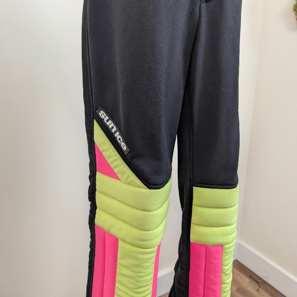 80s Sunice Snow Ski Pants Neon Vintage Retro Padded High Waisted - Picture 12 of 13